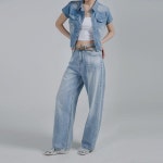 여성 썸머 쿨링 워싱 데님 롱 와이드 팬츠 IT-WPT-A0103