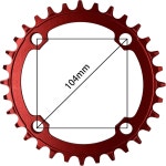덱카스 원형 타원형 체인링 104BCD 32T 34T 36T 38T 좁은 와이드 6개 7 8 9 10 11 12 스피드 체인 Round 32T Round