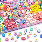 호환 호환 30pcs 하트 모양 비즈 과일 폴리머 클레이 비즈 스페이서 루즈 비즈 쥬얼리 만들기 DIY 수제