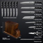 블록이 주방용 피클로하스 나이프 세트 마그네틱 홀더가 17피스 독일 고탄소 스테인리스 스틸 다마스쿠스 패턴 셰프 세트