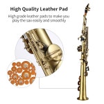 부티 스트레이트 Bb 소프라노 색소폰 니켈 도금 프로페셔널 브라스 목관 악기 조각 패턴 휴대용 케이스 마우스피스 리드 클리닝