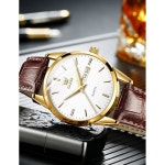 OLEVS 남성용 시계 읽기 쉬운 캐주얼 가죽 데이트 방수 페이스 손목시계 all G5653