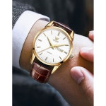 OLEVS 남성용 시계 읽기 쉬운 캐주얼 가죽 데이트 방수 페이스 손목시계 all G5653