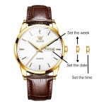 OLEVS 남성용 시계 읽기 쉬운 캐주얼 가죽 데이트 방수 페이스 손목시계 all G5653