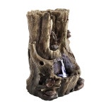 알파인 코퍼레이션 실내 테이블탑 조명업 계층형 열대우림 나무 트렁크 분수 LED 조명 11 1 4 Tiered Bowls w LED WIN326