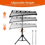 7월모다 32노트 글로켄슈필 실로폰 벨 키트 조절 가능한 스탠드가 타악기 망치와 휴대용 가방 성인 학생용 전문 벨
