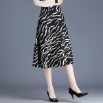 ROYALBELLE 여성 하이웨스트 자카드 패치워크 슬림핏 A라인 미디 스커트 블랙833 M N0050411