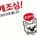 RN 개조심 꼬치리며뭅니다 부착형 정사각안내판 맹견주의표지판 개조심알림판