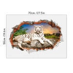 H39 3D 깨진 벽 물에 흰 호랑이 비닐 스티커 방 장식 아트 벽화 가정용 폭포 동물 벽지 11 H3905