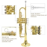 초보자를 위한 YANASON Bb 표준 트럼펫 세트 가벼운 휴대용 케이스 청소 키트 7C 마우스피스 장갑 황동 학생 악기 YANASON Standard et