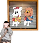 귀여운 커피숍 스티커 카페스티커 그림 유리 창문 강아지 시트지 정전 컬러 작다 HXT203