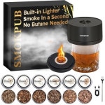 smokpub 6개 우드 칩이 된 전기 위스키 스모커 키트 충전식 칵테일 부탄 필요