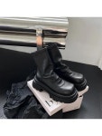슬림 부츠 높이 증가 양가죽 버전 사각 앞코 후 지퍼 쇼트 F 38 3 Short tube 1개