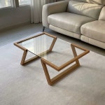 강화유리 원목 테이블 낮은 사각 소파옆 프레임 거실 멜란지80 50 35 조립하다