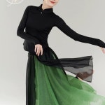 한국무용 스커트 와이드 투톤 팬츠 쉬폰 통넓은 바지 풀치마