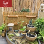 장신방 야외정원 대나무 울타리 발코니 조경테라스 경관 병풍울타리 연못장식