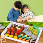 집콕놀이 스몰월드 놀이트레이 꼬마 농장 만들기 미술 재료 농부 스몰월드 농장 1세트