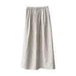 여자 여름 치마 플레어 린넨 스커트 A라인 뒤 트임 롱 BE1