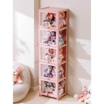 릴 투명 진열장 4단 한 보관함 40장 벚꽃가루 인형 문에 장식장 케이스 1 한문 40장 도파민 하트 손잡이