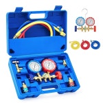 오리온 모터 테크 3방향 AC 진단 매니폴드 게이지 세트 3FT 호스 탱크 어댑터 퀵 커플러 캔 탭으로 R12 R22 R502 냉매에 적합 3FT R134A