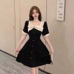 QINYE 여름 여성 반팔 리본 원피스 통통mm 날씬해 보이는 원피스 짧은 QYMA16-326