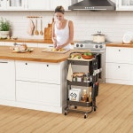 테이블 상판과 사이드백이 DTK 3단 금속 유틸리티 롤링 카트 트레이 수납 정리용 휠 주방 욕실 사무실 거실용 아트 크래프트 4 후크