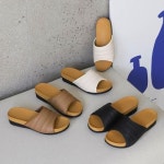 옷자락 여자 빈티지 주름라인 오픈토 푹신한 낮은굽 슬리퍼