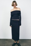 자라 ZARA ASYMMETRISCHES SOFT 소프트-INTERLOCK 인터락-TOP 탑 상의 - Dunkles MARINE 마린blau57471 M