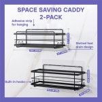 KINCMAX 프리미엄 샤워 캐디 - 4개의 후크가 셀프 접착 정리함 욕실용 방청 스테인리스 스틸 랙 Shower Caddy