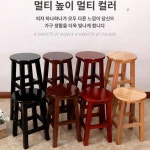 바체어 레트로 원형 우드 하이 높은의자 보강 원목 높이