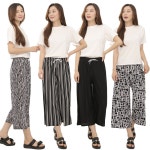 여성 여름 바지 와이드팬츠 밴딩바지 쿨바지 통바지 8부쿨팬츠