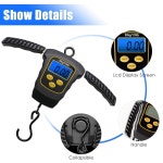 물고기 비늘 110파운드 50kg 휴대용 걸이 낚시 무게 저울 디지털 스프링 밸런스 접이식 손잡이 가방 방수 저울 백라이트 LCD 디스플레이... 