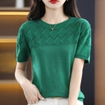 에리페 여성용 소프트 다이아 반팔 니트티 그린