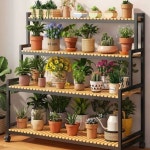 배란다 진열장 원목 다육이 4단 화분선반 거치대