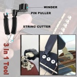 JINWEE 어쿠스틱 액세서리 키트 스트링 픽 카포 브리지 핀 새들 너트 3 in 1 스트링 와인더 커터 핀 풀러를 포함한 도구 교체 키트 40 Pcs