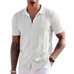 쿠판디 남성 니트 셔츠 반팔 버튼 다운 폴로 캐주얼 여름 비치