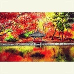 사계절 가을 풍경 3D 원형 보석십자수 40x60