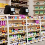 편의점 계산대 진열대 매대 하얀색 스낵 전시대 매장진열대