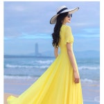 모던 댄스 드레스 사교 댄스 스윙 스커트 왈츠 롱 드레스 M 엘로우