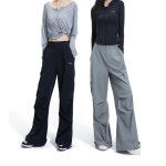 여성팬츠 세련된 A라인 와이드핏 더블스트링 카고바지