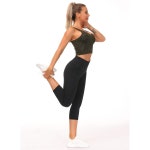 체육관 사람들 주머니가 달린 두꺼운 하이 웨이스트 카프리스 요가 바지 여성용 배 조절 운동 러닝 레깅스 Ink Small