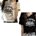 혼합 화이트1 검정티셔츠1 CROP 학생 심플멋진여성 반팔