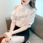 노브랜드 여성 쉬폰 프릴 반소매 블라우스 여름 원오프숄더