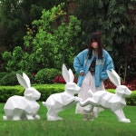 토끼 조형물 카페 꾸미기 조각상 화이트1 모형 장 정원 석상 소품 화이트1