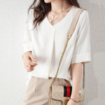 스윗트리 브이넥 오피스룩 여름 반팔 블라우스 j1005