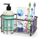 간단한 가정용품 다기능 6 슬롯 칫솔 홀더 브론즈 1 Freestanding Bronze