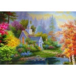 란이네 DIY 보석십자수 인테리어 정글 빌라 풍경 3D 전체수 세트 원형비즈 120 1개 J220320216