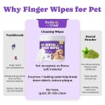 노린스 반려견 치과용 물티슈 고양이 칫솔 키트 반려동물 반려묘 치아 청소용 치석 제거용 핑거 일회용 물티슈 - 50개