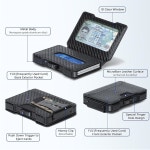 남성용 슬림 지갑 - 미니멀리스트 지갑 머니 클립 알루미늄 팝업 카드 케이스 가죽 슬롯 신용카드 홀더 선물 상자가 RFID Carbon Fiber