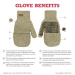 킨코 남성용 컨버터블 니트 울 장갑 - 알레스카 래그 추운 날씨용 중형 탄 X-Large 5210-M